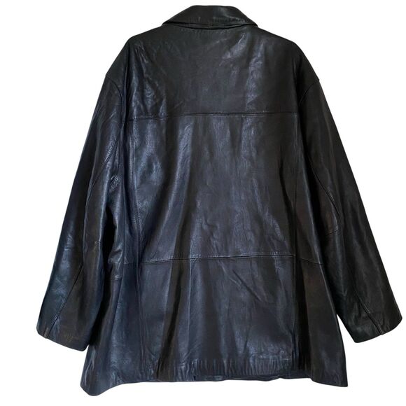 Pronto Uomo Leather Jacket Men 2XL Black Button Up Mid Length Soft Lambskin - Picture 2 of 12